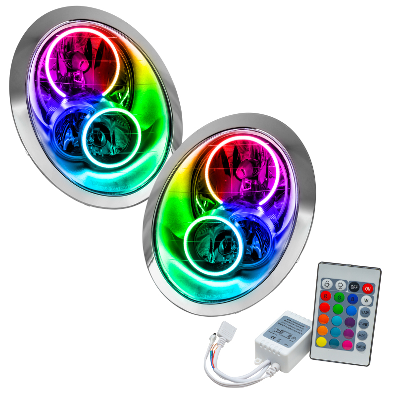 Mini Cooper Headlight Assemblies - ORACLE Lighting - ColorSHIFT w/ Simple Controller - `05-`08